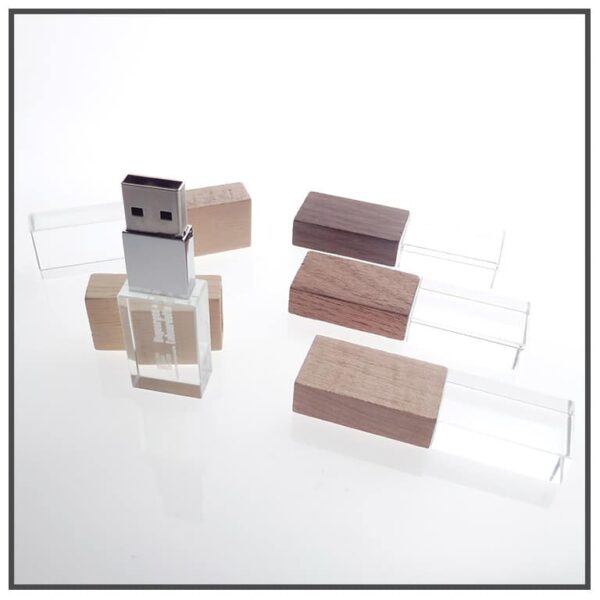 clés usb verre cristal et bois