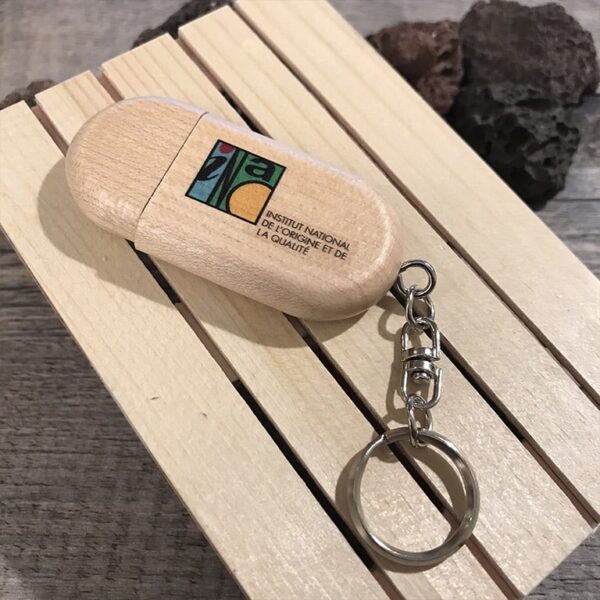 Porte clé pour clé USB publicitaire bois