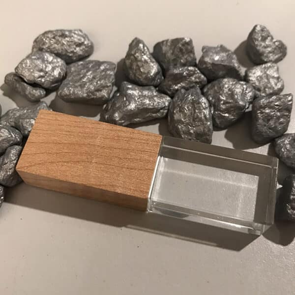Clé USB en bois et verre cristal