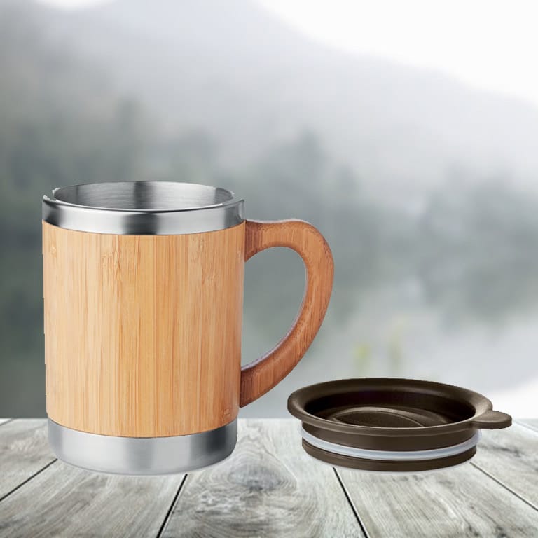 Bouteille isotherme personnalisée gourdes, gobelets et mugs en bambou