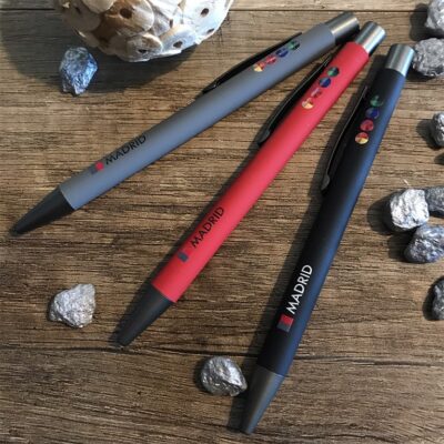 Stylo personnalisable toucher velours et métal