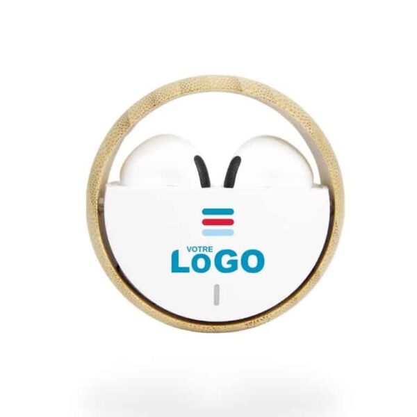 Écouteurs personnalisés Bluetooth en bambou