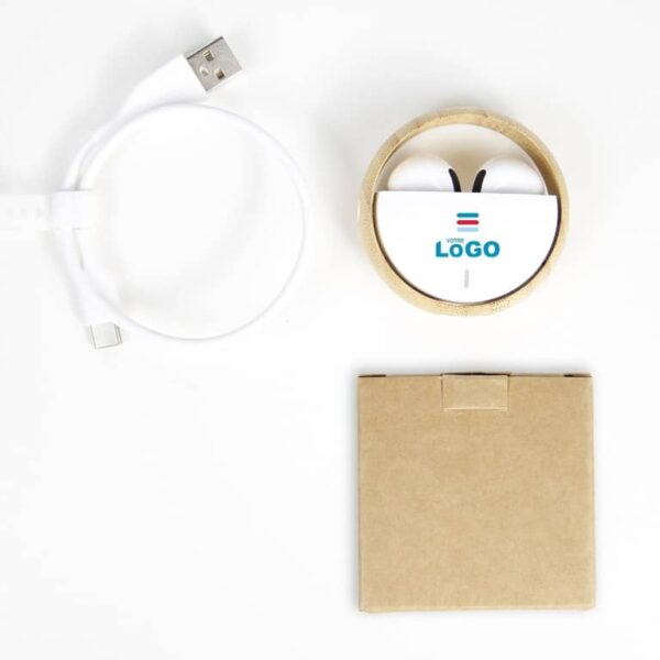 Écouteurs personnalisés Bluetooth en bambou